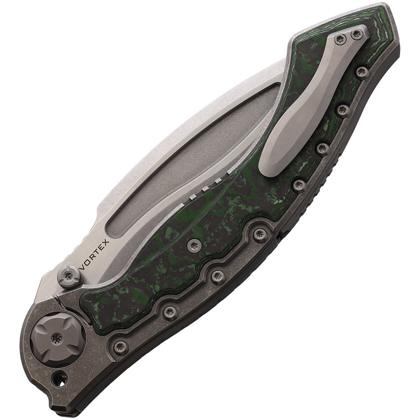 Maxace Vortex Framelock Green Carbon Fiber & Titanium Folding M390