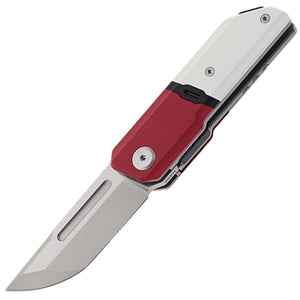 Maxace Capsule Linerlock Red & White Titanium Folding M390 Pocket Knife M19A