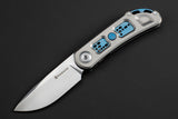 Maxace Big Fella Framelock Gray & Blue Titanium Folding Magnacut Knife M22A