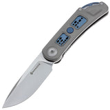 Maxace Big Fella Framelock Gray & Blue Titanium Folding Magnacut Knife M22A