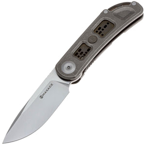 Maxace Big Fella Framelock Stonewashed Titanium Folding Magnacut Knife M22B