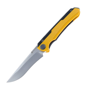 Maxace Kestrel Framelock Black Aluminum & Yellow G10 Folding MagnaCut Pocket Knife MM281B