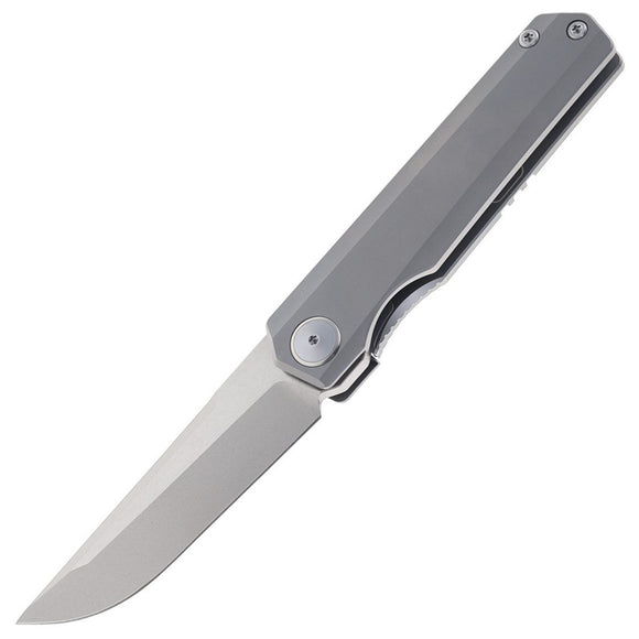 Maxace Baby Racoon Dog Framelock Gray Titanium Folding Bohler M390 Knife MM311A