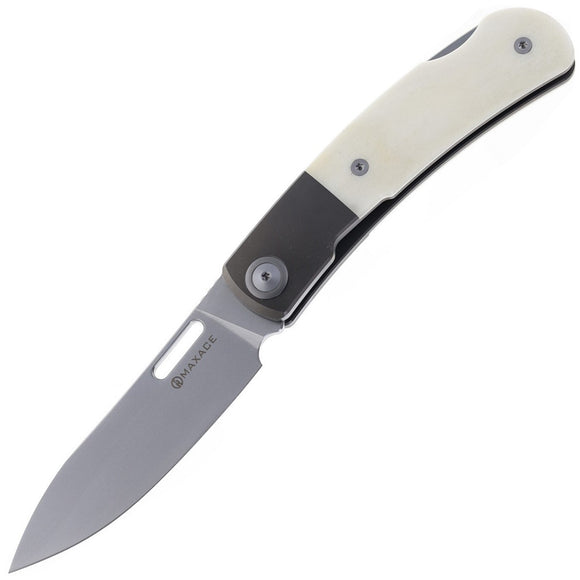 Maxace Beetle 2.0 Lockback White Smooth Bone & Titanium Folding MagnaCut Knife MM361A