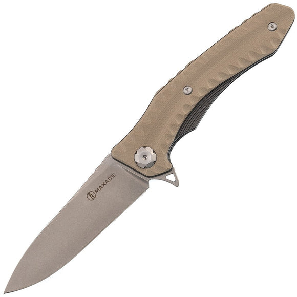 Maxace Zealot Linerlock Brown G10 Folding Bohler K110 Pocket Knife MZ206