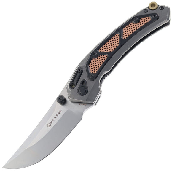 Maxace Blacklight 01 Framelock Gray Titanium & Copper Folding M390 Pocket Knife OM021A