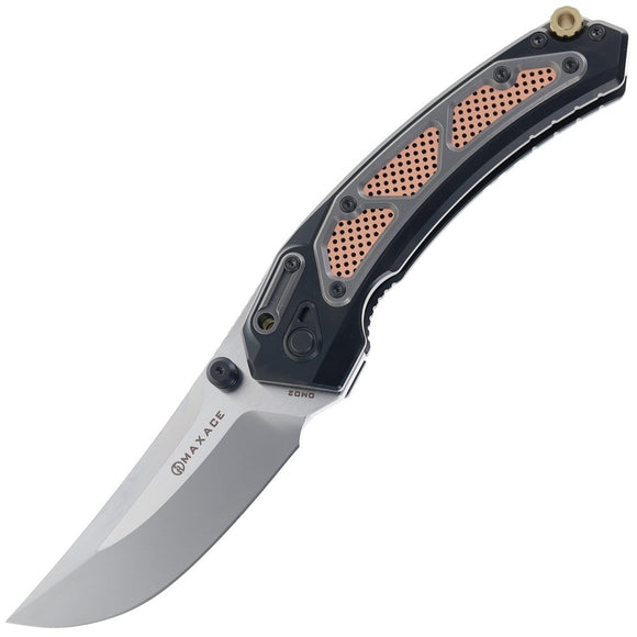 Maxace Blacklight 01 Framelock Black Titanium & Copper Folding M390 Pocket Knife OM021B