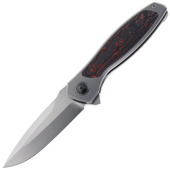 Maxace Perseus Framelock Titanium & Red Fatcarbon Fiber Folding MagnaCut Pocket Knife OM471A