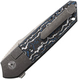 Mechforce Roaster Bolster Lock Blue Frost Carbon Fiber & Titanium Folding M390 Knife F008