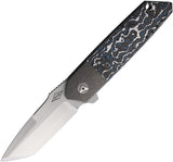 Mechforce Roaster Bolster Lock Blue Frost Carbon Fiber & Titanium Folding M390 Knife F008