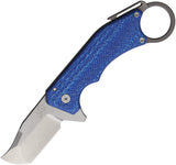 Mechforce Ringed Rhino Framelock Blue Carbon Fiber & Titanium Folding M390 Knife F009