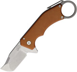 Mechforce Ringed Rhino Framelock Butterscotch Micarta & Titanium Folding M390 Knife F010