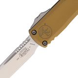 Microtech Automatic UTX-85 Gen IV OTF Knife Tan Aluminum Stonewash Drop Pt Blade 1121410TA