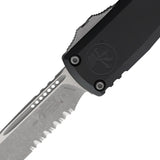 Microtech Automatic UTX-85 Gen IV OTF Knife Black Aluminum Apocalyptic Serrated Drop Pt Blade 1121411AP