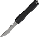 Microtech Automatic UTX-85 Gen IV OTF Knife Black Aluminum Apocalyptic Serrated Drop Pt Blade 1121411AP
