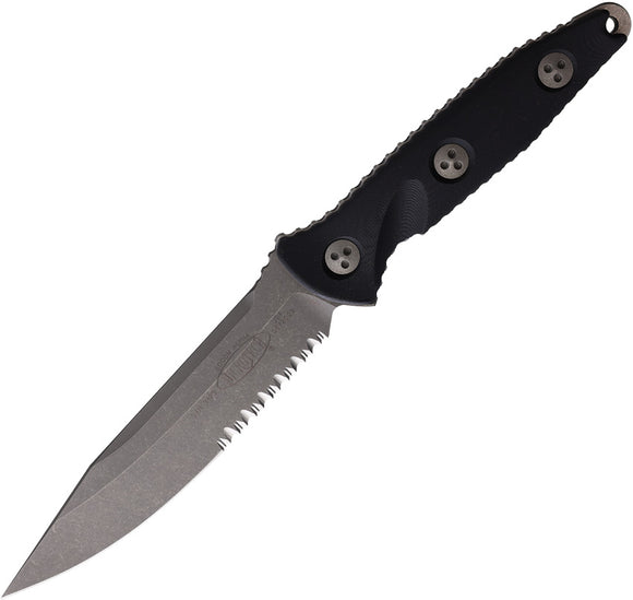 Microtech Socom Alpha Black G10 Apocalyptic Serrated Fixed Blade Knife 11311AP
