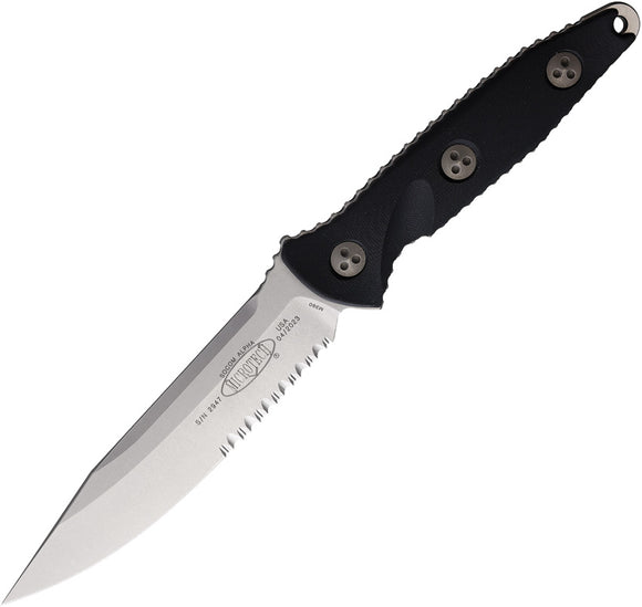 Microtech Socom Alpha Black G10 Partially Serrated Fixed Blade Knife 11311
