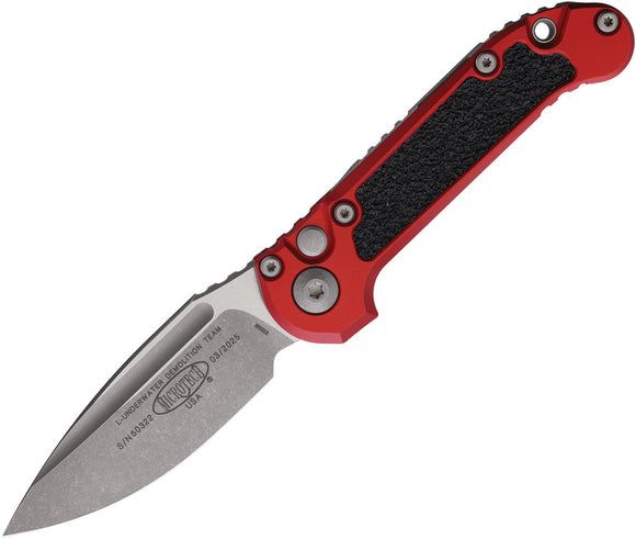 Microtech Automatic LUDT Gen III Button Lock Red Aluminum M390MK Knife113510APRD