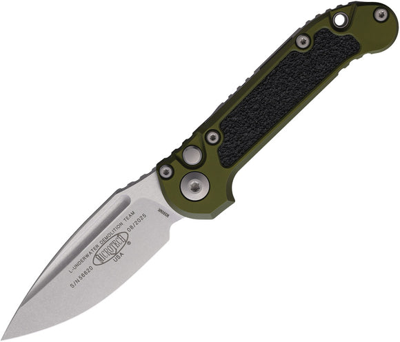 Microtech Automatic LUDT Gen III Knife Button Lock OD Green Aluminum Stonewash Blade 113510OD