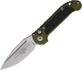 Microtech Automatic LUDT Gen III Knife Button Lock OD Green Aluminum Stonewash Blade 113510OD