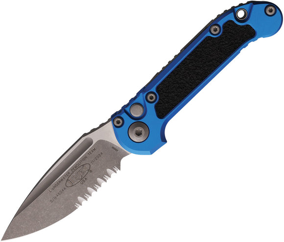 Microtech Automatic LUDT Gen III Knife Button Lock Blue Aluminum Apocalyptic M390MK Blade 113511APBL