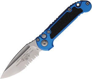 Microtech Automatic LUDT Gen III Knife Button Lock Blue Aluminum Serrated M390MK Blade 113511BL