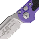 Microtech Automatic LUDT Gen III Button Lock Purple Aluminum & Traction M390MK Serrated Knife 113511PU