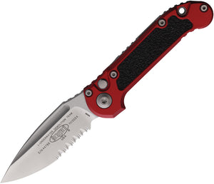 Microtech Automatic LUDT Gen III Knife Button Lock Red Aluminum Serrated M390MK Blade 113511RD