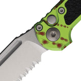Microtech Automatic LUDT Gen III Button Lock Zombie Aluminum & Traction M390MK Drop Pt Serrated Knife 113511Z