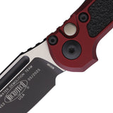 Microtech Automatic LUDT Gen III Button Lock Merlot Red Aluminum & Traction Two-Tone M390MK Knife 11351MR