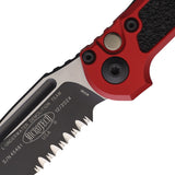 Microtech Automatic LUDT Gen III Button Lock Red Aluminum & Traction M390MK Serrated Drop Pt Knife 11352RD