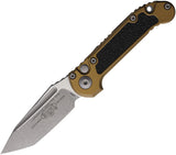 Microtech Automatic LUDT Gen III Knife Button Lock Tan Aluminum & Traction Apocalyptic M390MK Tanto Blade 113610APTA