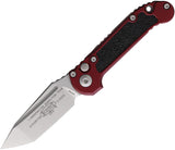 Microtech Automatic LUDT Gen III Button Lock Merlot Red Aluminum M390MK Knife 113610MR