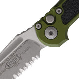 Microtech Automatic LUDT Gen III Button Lock OD Green Aluminum & Traction Apocalyptic M390MK Serrated Knife 113611APOD