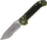 Microtech Automatic LUDT Gen III Button Lock OD Green Aluminum & Traction Apocalyptic M390MK Serrated Knife 113611APOD