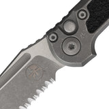 Microtech Automatic LUDT Marfione Select Button Lock Knife Gray Titanium & Traction Apocalyptic M390MK Serrated Tanto Blade 113612APMS2