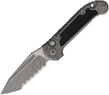Microtech Automatic LUDT Marfione Select Button Lock Knife Gray Titanium & Traction Apocalyptic M390MK Serrated Tanto Blade 113612APMS2