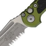 Microtech Automatic LUDT Gen III Button Lock OD Green Aluminum & Traction Apocalyptic M390MK Serrated Knife 113612APOD