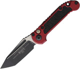Microtech Automatic LUDT Gen III Button Lock Merlot Red Aluminum & Traction M390MK Tanto Knife 11361MR