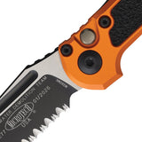 Microtech Automatic LUDT Gen III Button Lock Orange Aluminum & Traction M390MK Tanto Serrated Knife 11362OR