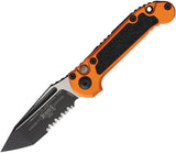 Microtech Automatic LUDT Gen III Button Lock Orange Aluminum & Traction M390MK Tanto Serrated Knife 11362OR