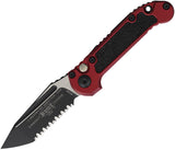 Microtech Automatic LUDT Gen III Button Lock Merlot Red Aluminum & Traction Two-Tone M390MK Serrated Knife 11363MR