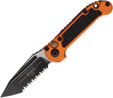 Microtech Automatic LUDT Button Lock Gen III Button Lock Knife Orange Aluminum & Traction M390MK Serrated Blade 11363OR