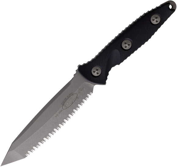 Microtech Socom Alpha Black G10 Apocalyptic Serrated Fixed Blade Knife 11412AP