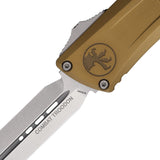Microtech Automatic Combat Troodon Gen III OTF Knife Tan Aluminum Stonewash Dagger Blade 114210TA