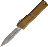 Microtech Automatic Combat Troodon Gen III OTF Knife Tan Aluminum Apocalyptic Serrated Blade 114211APTA