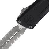 Microtech Automatic Combat Troodon Gen III OTF Knife Black Aluminum Apocalyptic Serrated Blade 114211AP