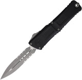 Microtech Automatic Combat Troodon Gen III OTF Knife Black Aluminum Apocalyptic Serrated Blade 114211AP