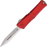 Microtech Automatic Combat Troodon Gen III OTF Knife Red Aluminum Stonewash Serrated Blade 114211RD