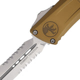 Microtech Automatic Combat Troodon Gen III OTF Knife Tan Aluminum Stonewash Serrated Blade 114211TA